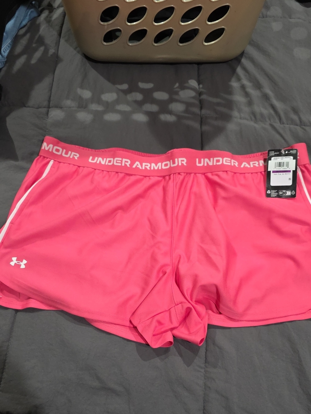 Under Armour Women's Bright Pink Athletic Shorts with White Trim